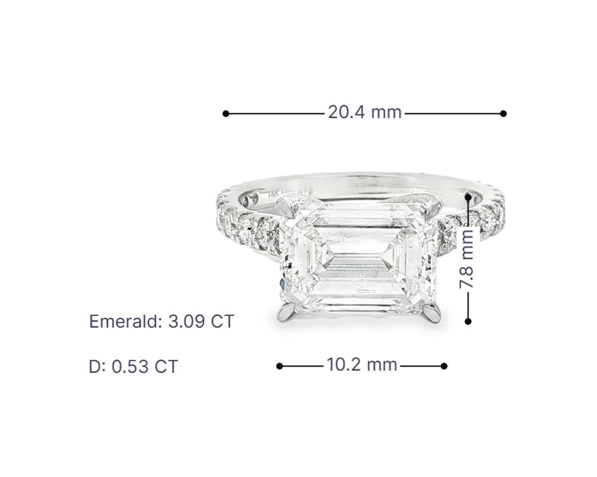 14k Emerald Cut Petite Pavé Engagement Ring 3.62 CT – lifestyle 3092