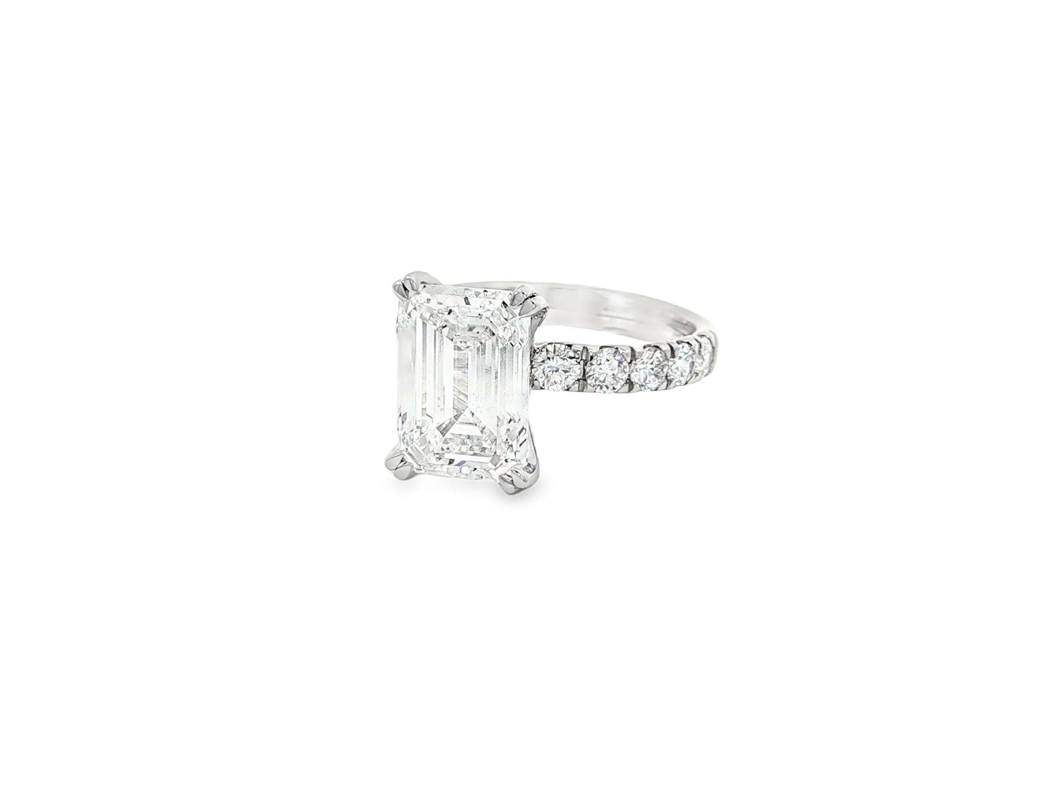 14k Emerald Cut Petite Side - Stone Engagement Ring 5.00 CT - AVI THE JEWELER