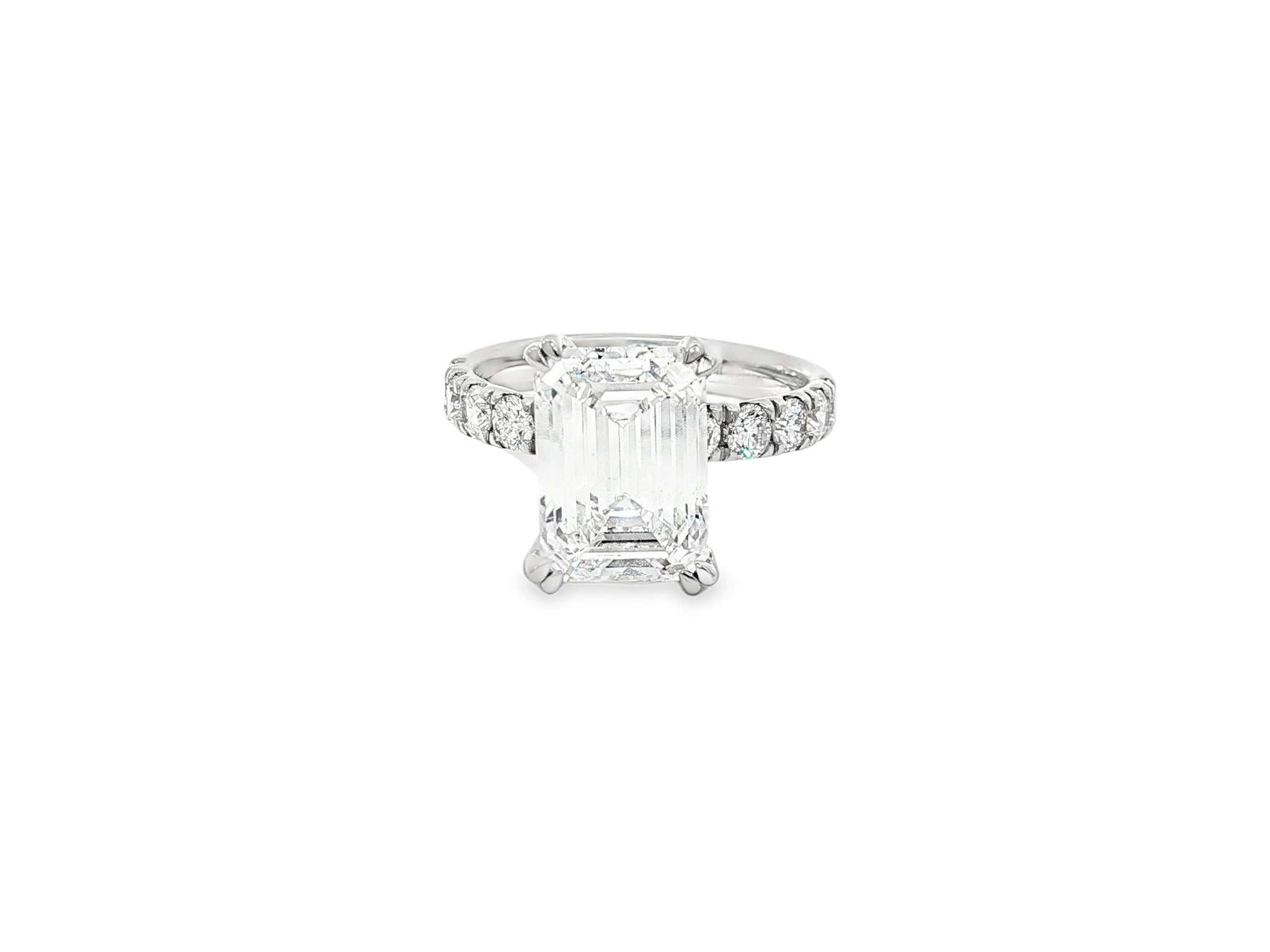 14k Emerald Cut Petite Side - Stone Engagement Ring 5.00 CT - AVI THE JEWELER