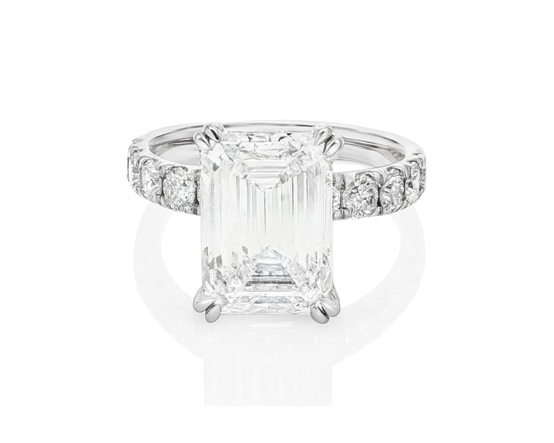 14k Emerald Cut Petite Side-Stone Engagement Ring 5.00 CT – lifestyle 2550