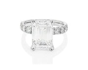 14k Emerald Cut Petite Side-Stone Engagement Ring 5.00 CT