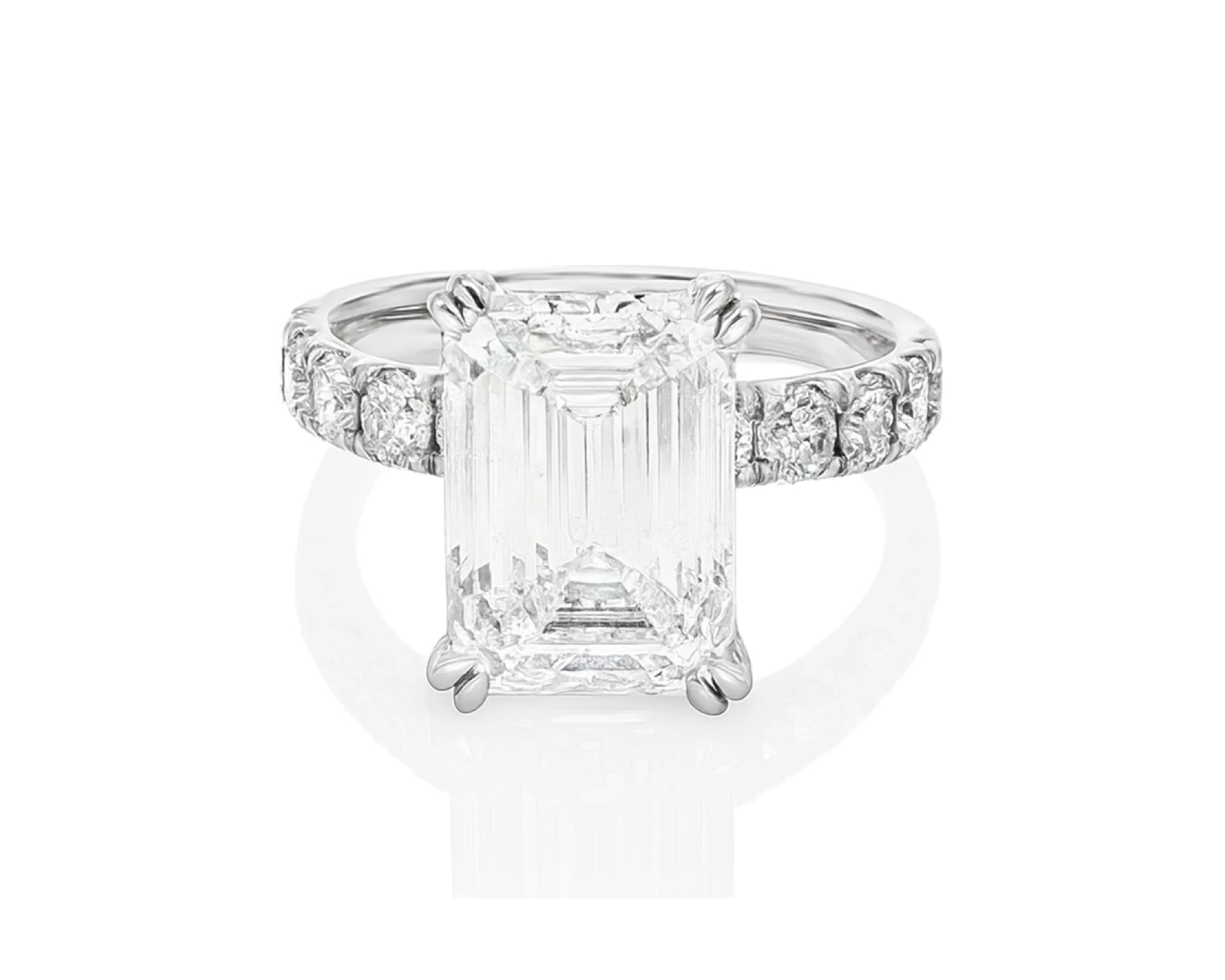 14k Emerald Cut Petite Side-Stone Engagement Ring 5.00 CT – lifestyle 2550