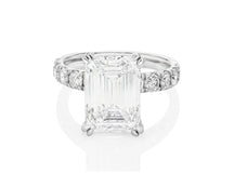 14k Emerald Cut Petite Side-Stone Engagement Ring 5.00 CT