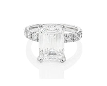 14k Emerald Cut Petite Side-Stone Engagement Ring 5.00 CT