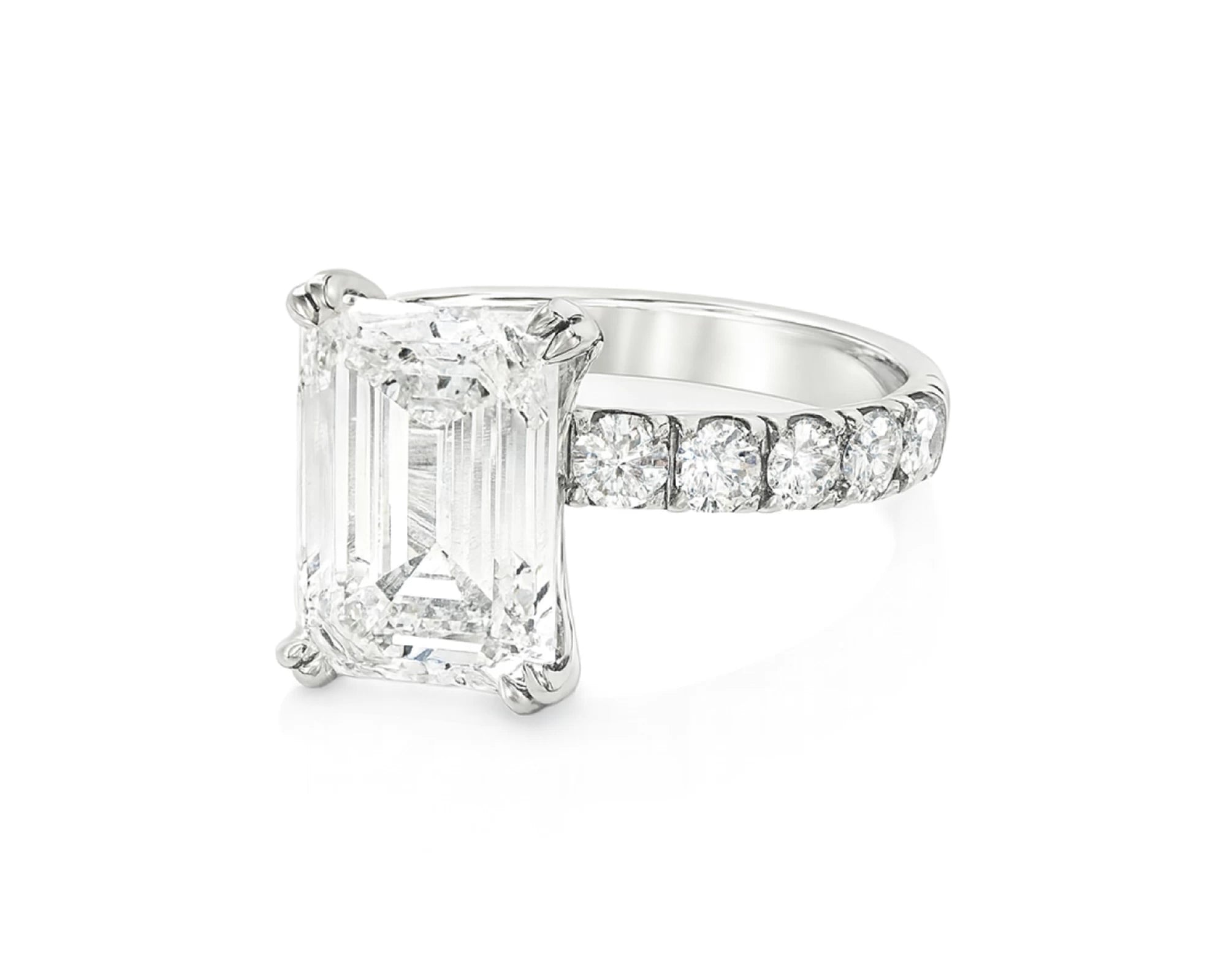 14k Emerald Cut Petite Side-Stone Engagement Ring 5.00 CT – lifestyle 2551