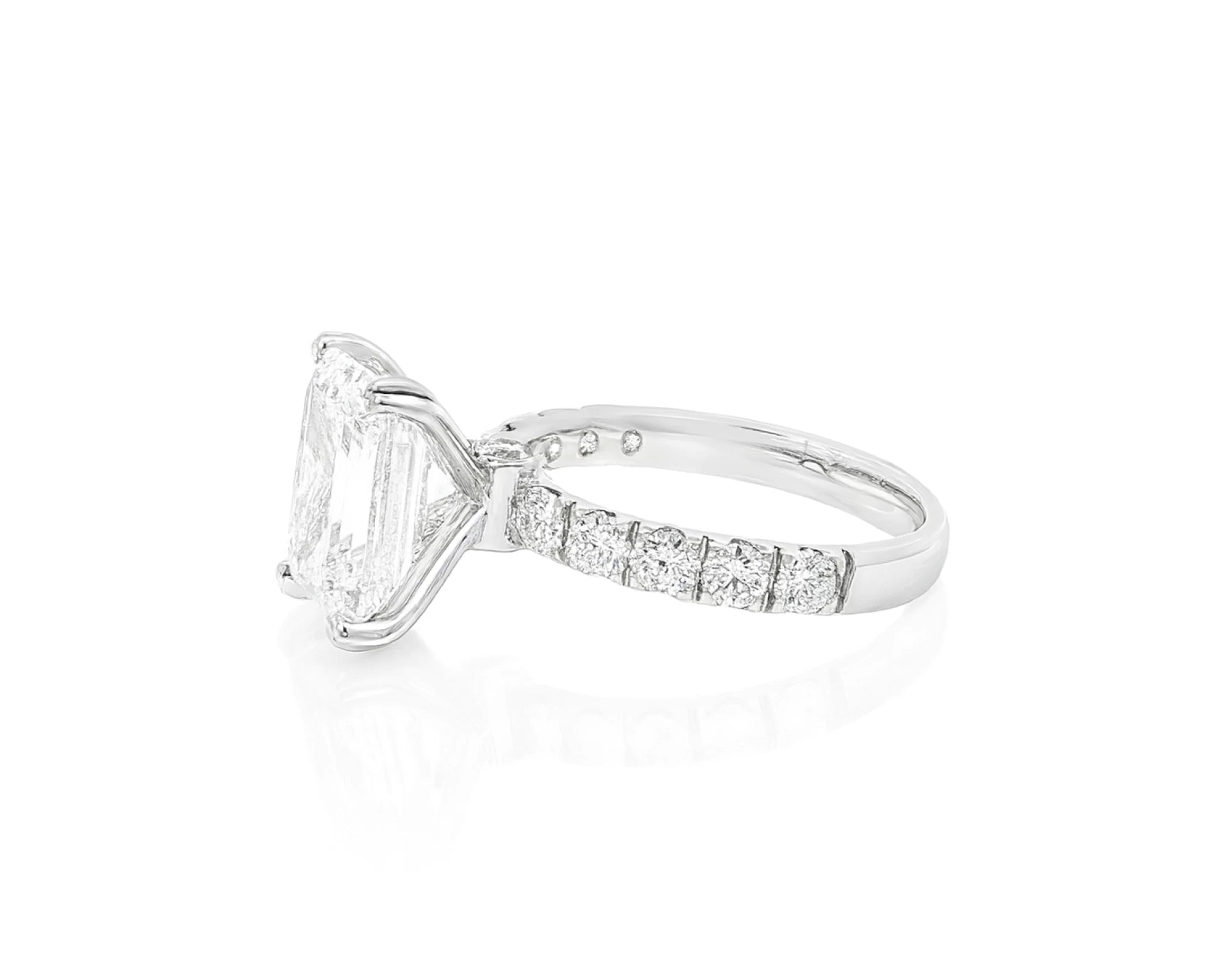 14k Emerald Cut Petite Side-Stone Engagement Ring 5.00 CT – lifestyle 2552