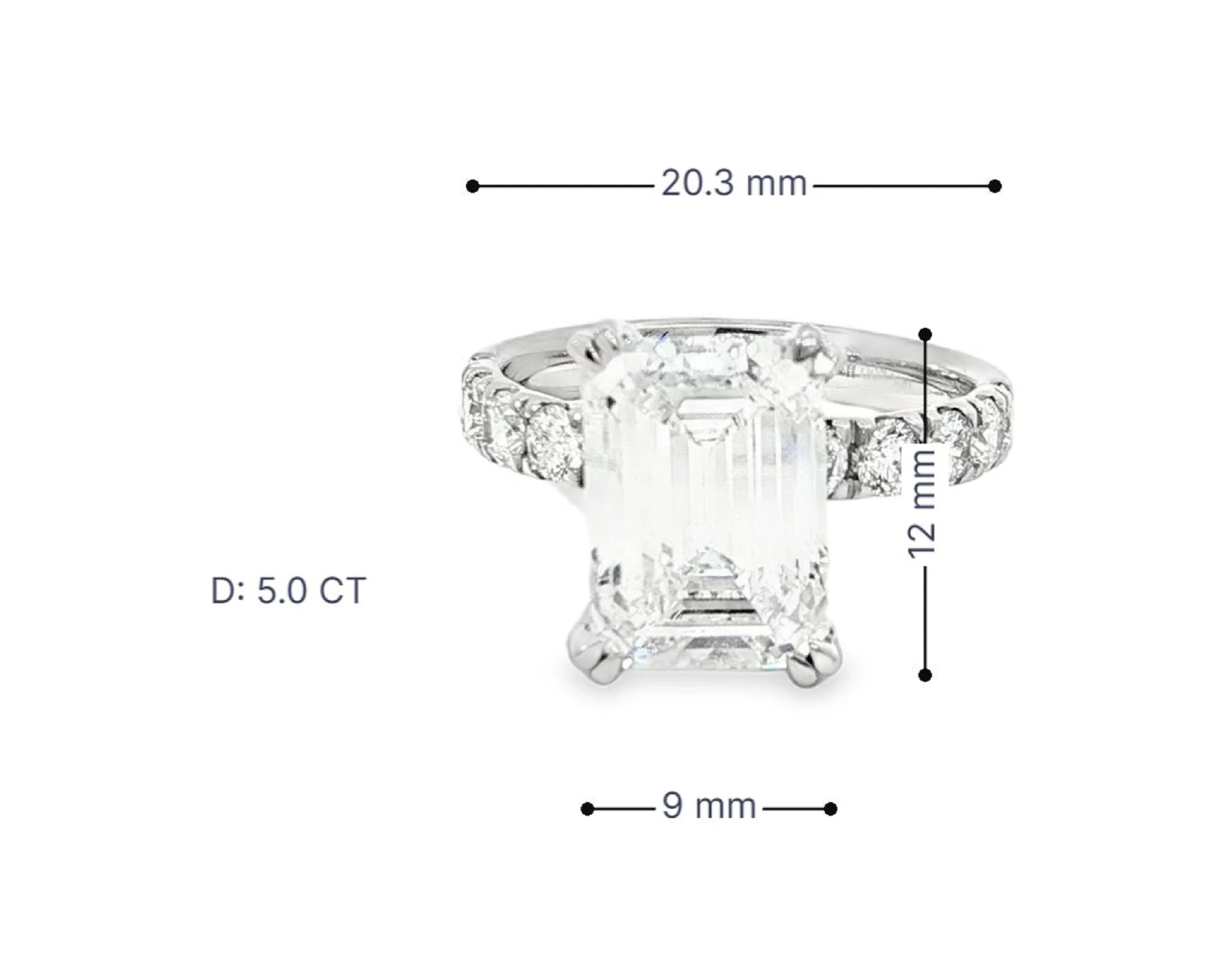 14k Emerald Cut Petite Side-Stone Engagement Ring 5.00 CT – lifestyle 3105