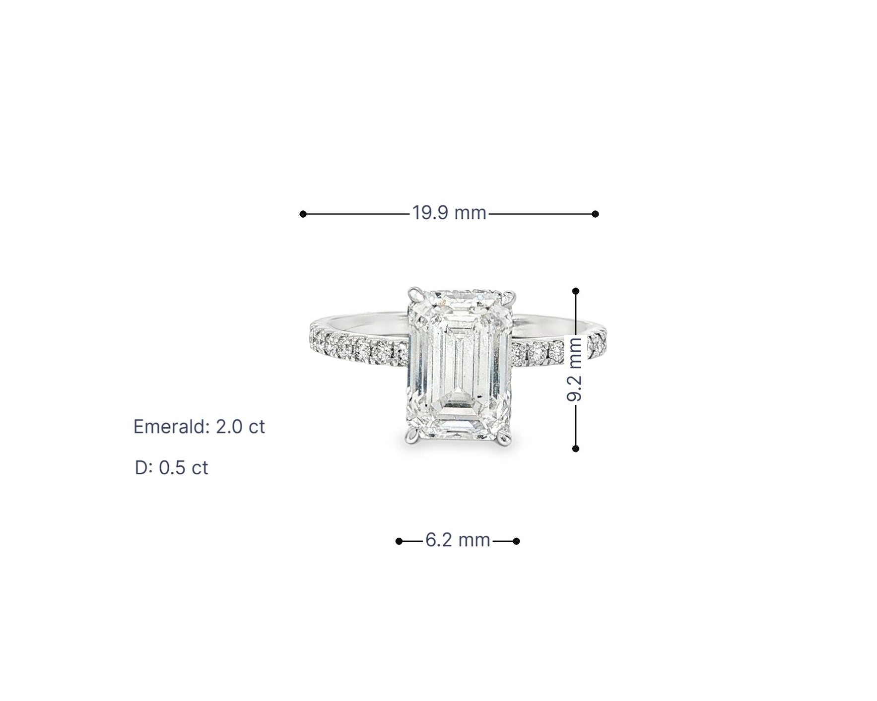14k Emerald Cut Prestige Sleek Micropavé Engagement Ring 2.50 CT - AVI THE JEWELER