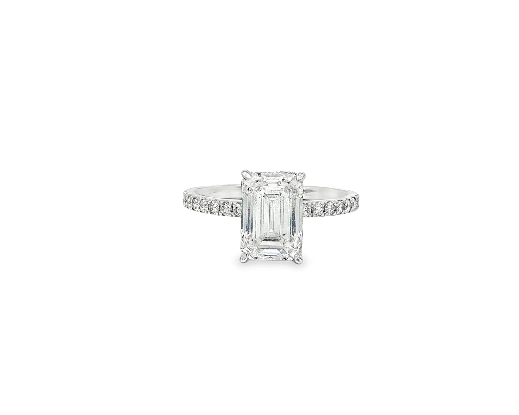14k Emerald Cut Prestige Sleek Micropavé Engagement Ring 2.50 CT - AVI THE JEWELER