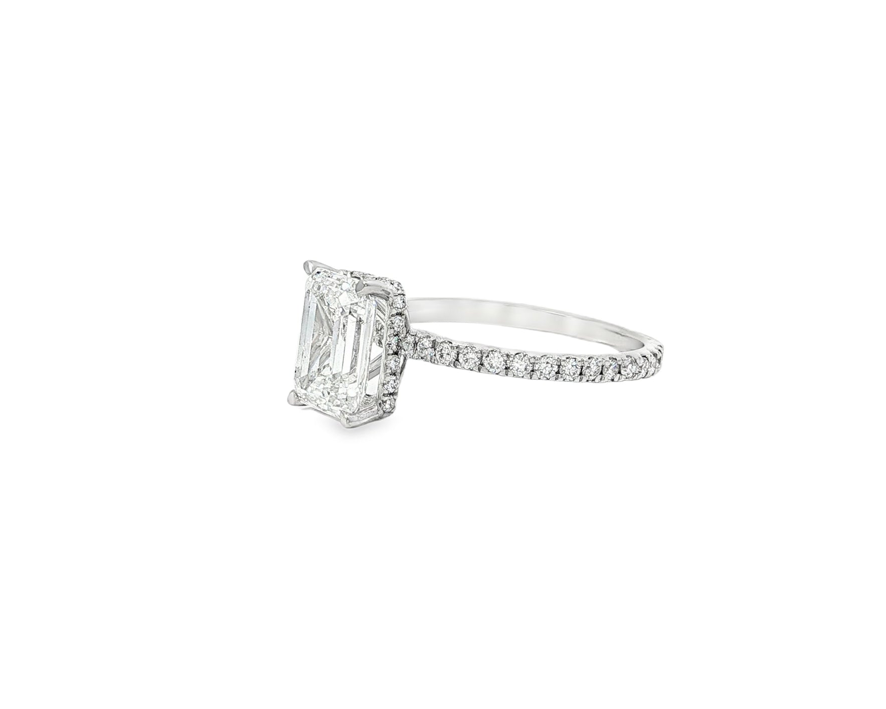 14k Emerald Cut Prestige Sleek Micropavé Engagement Ring 2.50 CT - AVI THE JEWELER