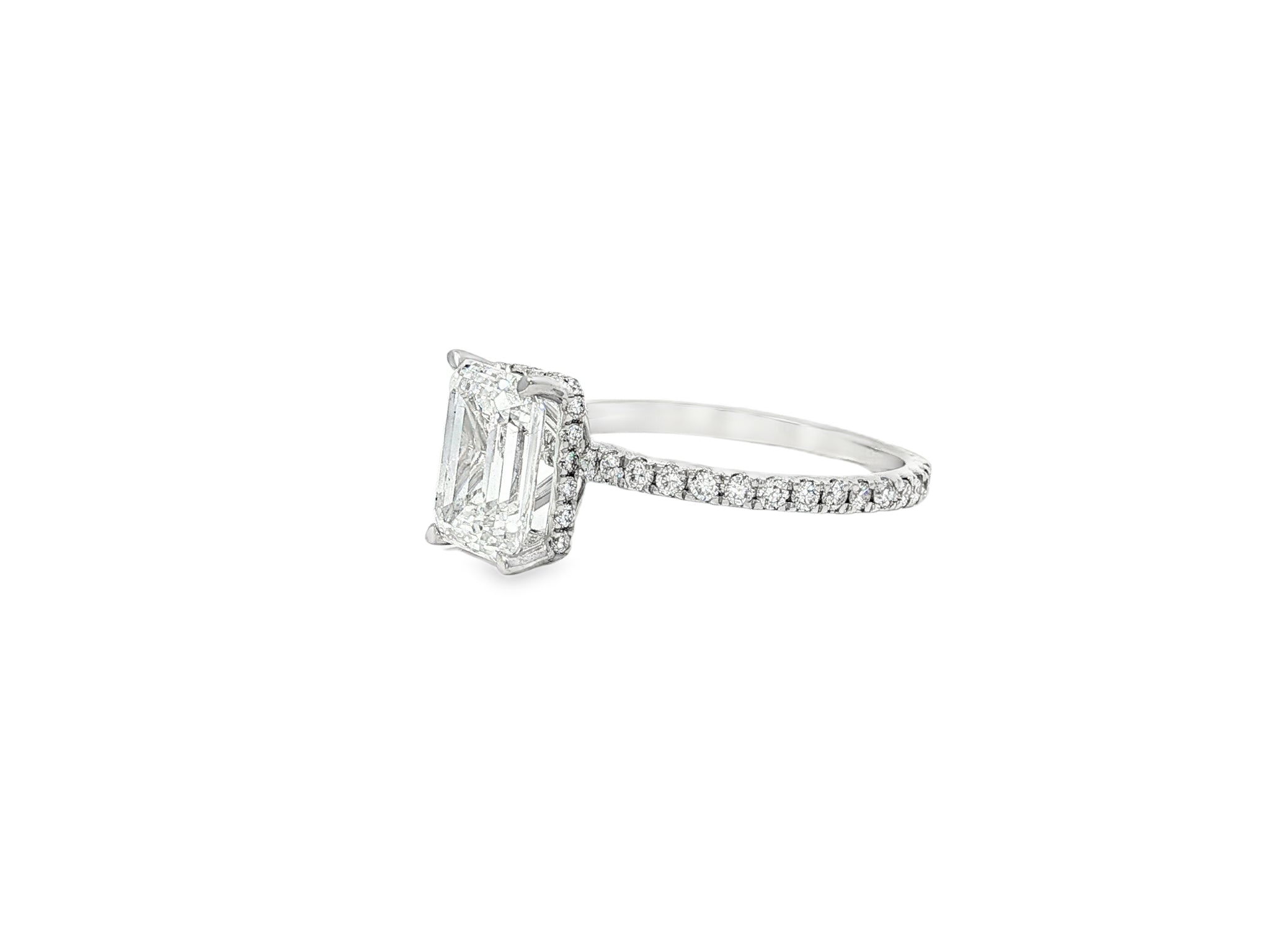 14k Emerald Cut Prestige Sleek Micropavé Engagement Ring 2.50 CT - AVI THE JEWELER