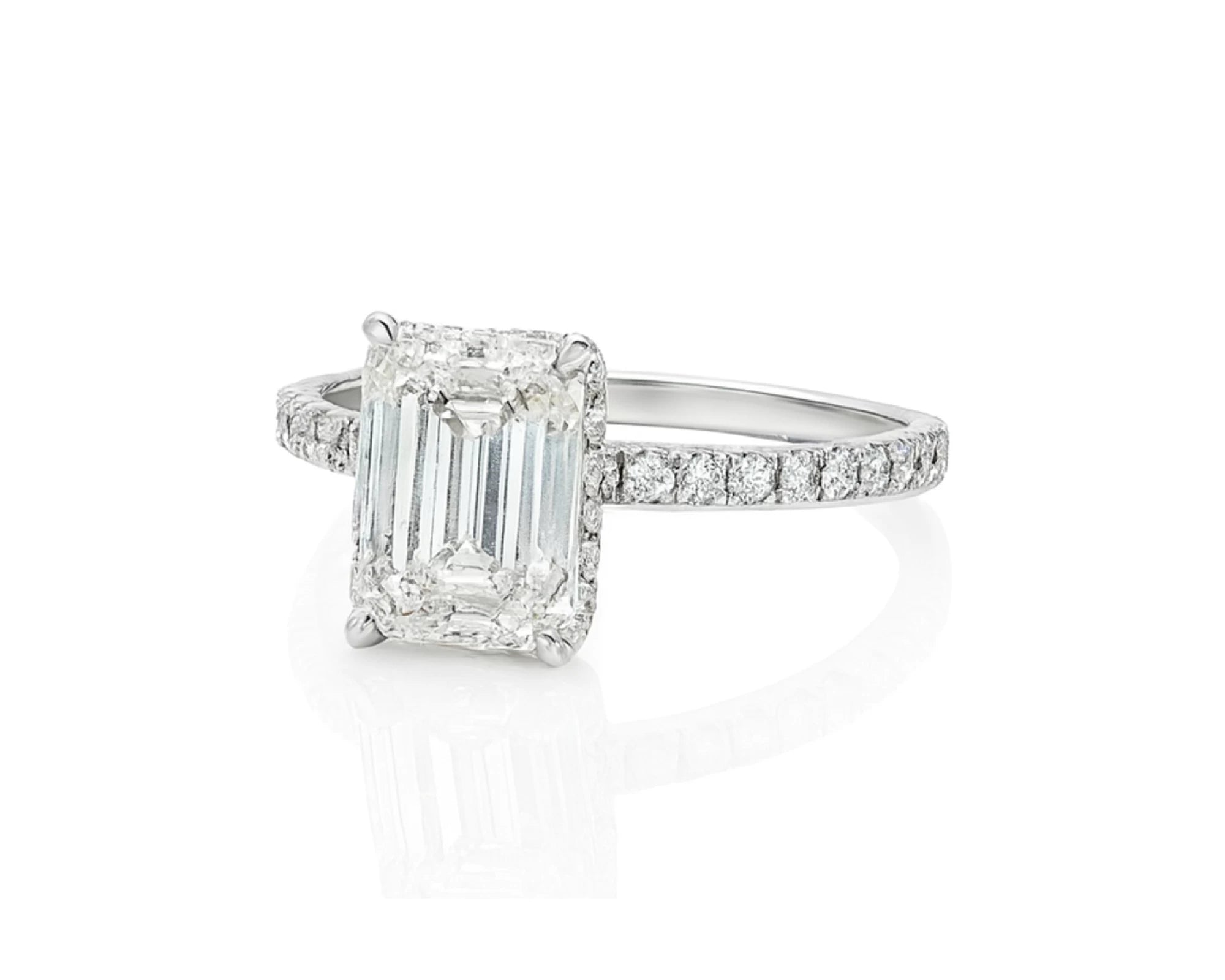 14k Emerald Cut Prestige Sleek Micropavé Engagement Ring 2.50 CT – lifestyle 2261