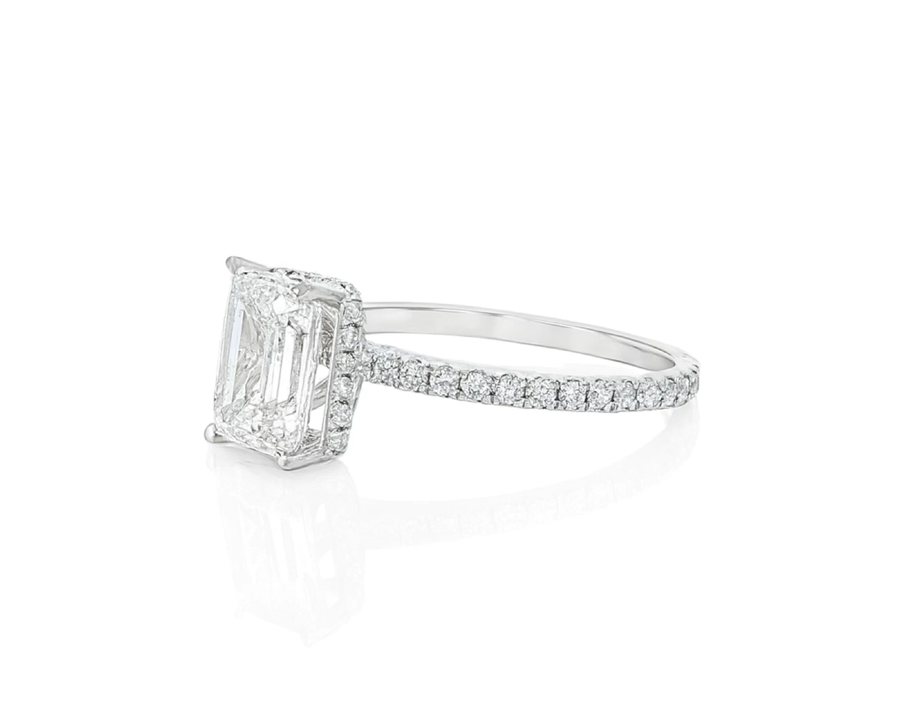 14k Emerald Cut Prestige Sleek Micropavé Engagement Ring 2.50 CT – lifestyle 2262
