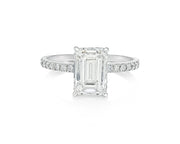14k Emerald Cut Prestige Sleek Micropavé Engagement Ring 2.50 CT