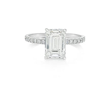 14k Emerald Cut Prestige Sleek Micropavé Engagement Ring 2.50 CT