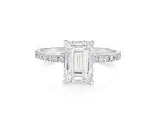 14k Emerald Cut Prestige Sleek Micropavé Engagement Ring 2.50 CT
