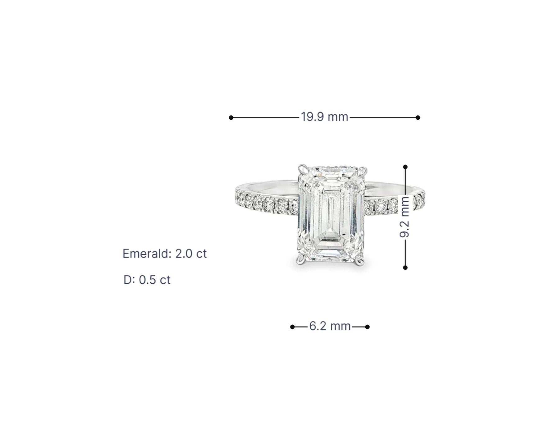 14k Emerald Cut Prestige Sleek Micropavé Engagement Ring 2.50 CT – lifestyle 3082