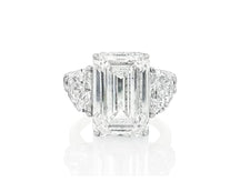 14k Emerald Cut Three Stone Engagement Ring - VS1 with 10.70ct