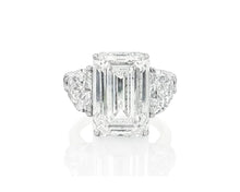 14k Emerald Cut Three Stone Engagement Ring - VS1 with 10.70ct