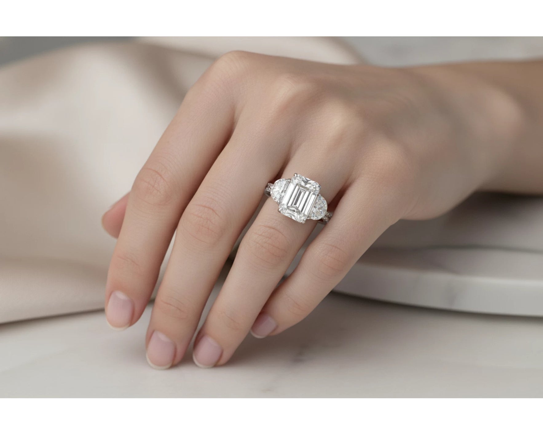 14k Emerald Cut Three Stone Engagement Ring - VS1 with 10.70ct – lifestyle 2267