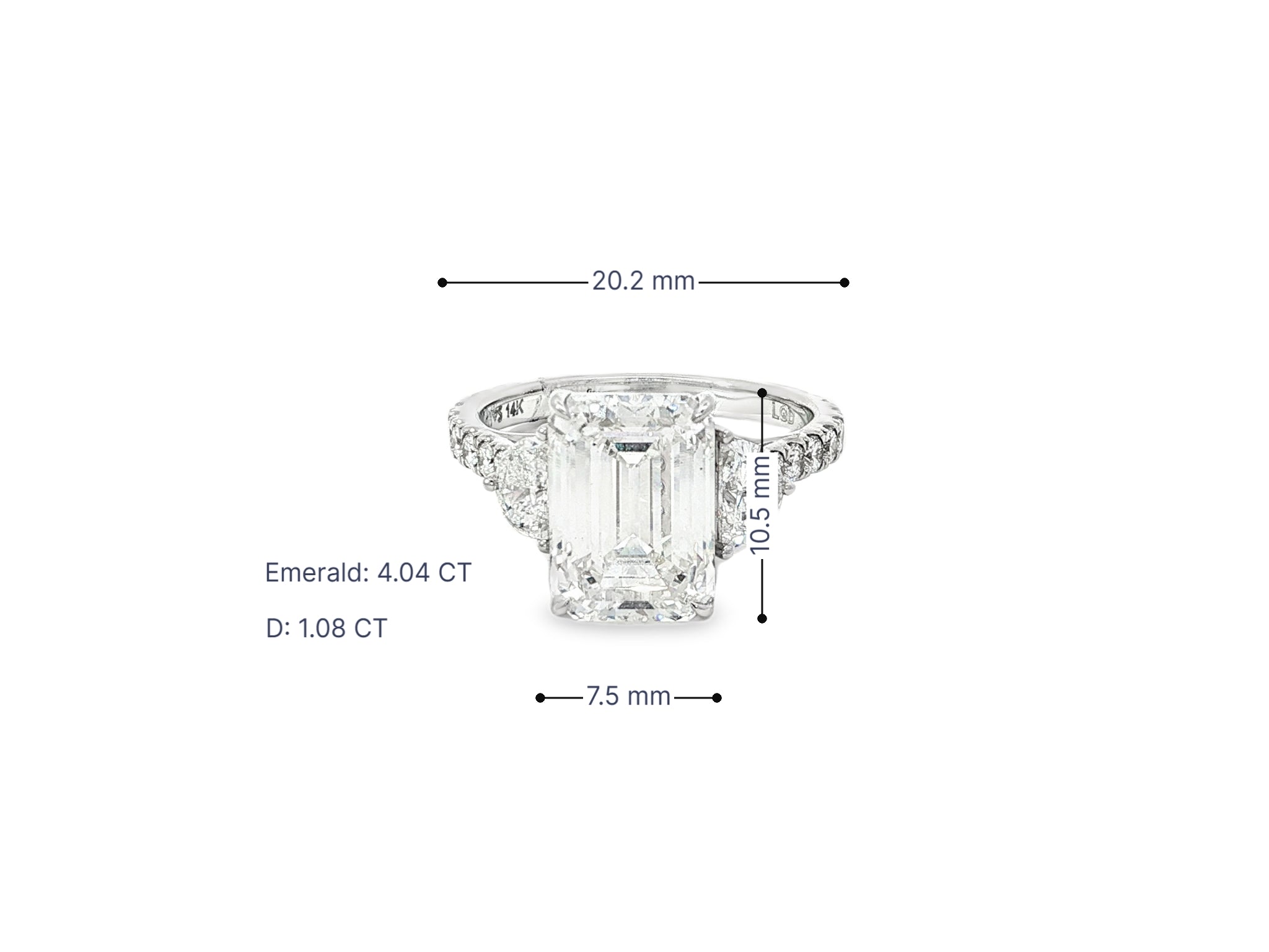 14k Emerald Cut Trillion Side - Stone Engagement Ring 5.12 CT - AVI THE JEWELER