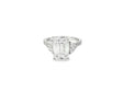 14k Emerald Cut Trillion Side-Stone Engagement Ring 5.12 CT