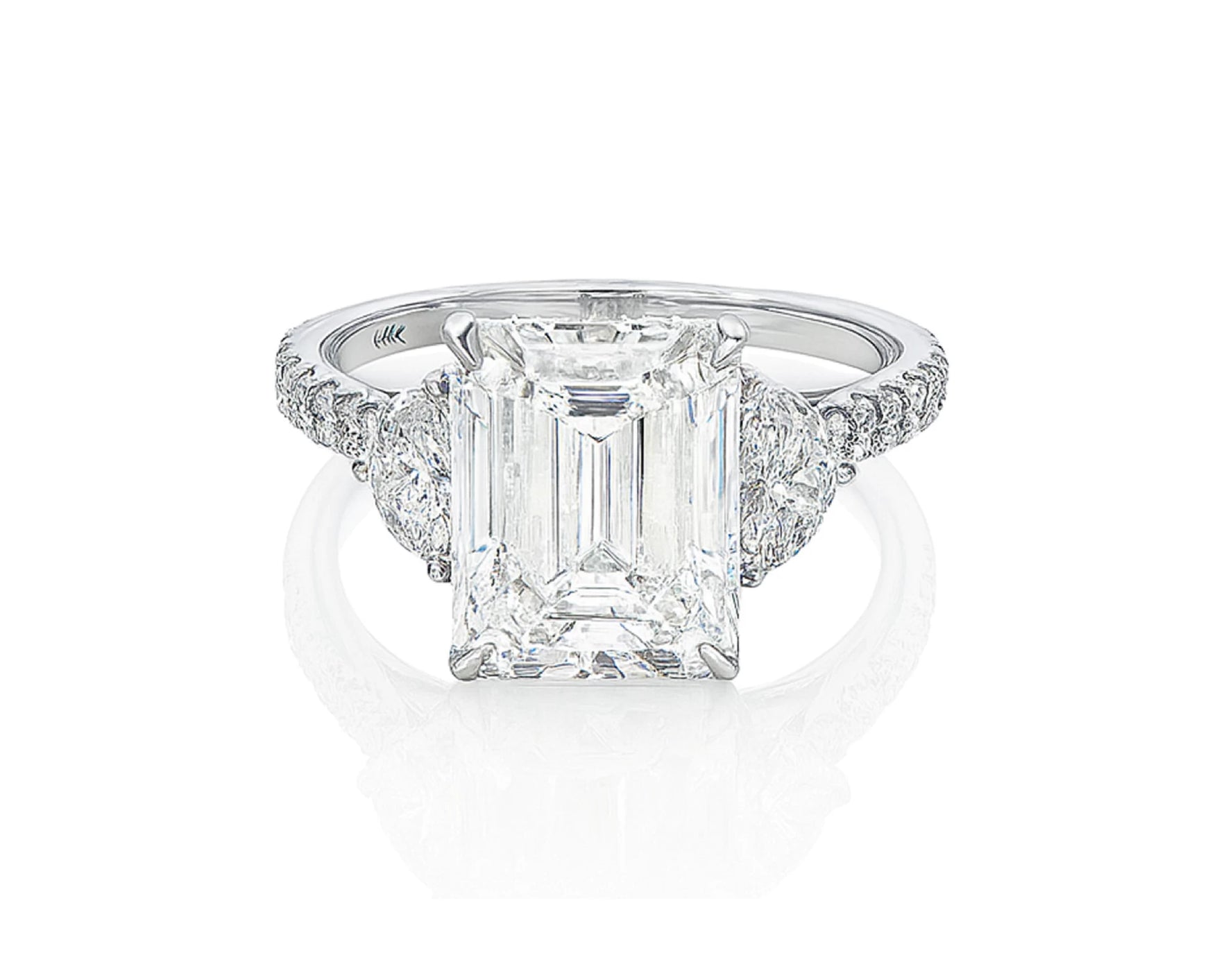 14k Emerald Cut Trillion Side-Stone Engagement Ring 5.12 CT – lifestyle 2574