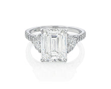 14k Emerald Cut Trillion Side-Stone Engagement Ring 5.12 CT