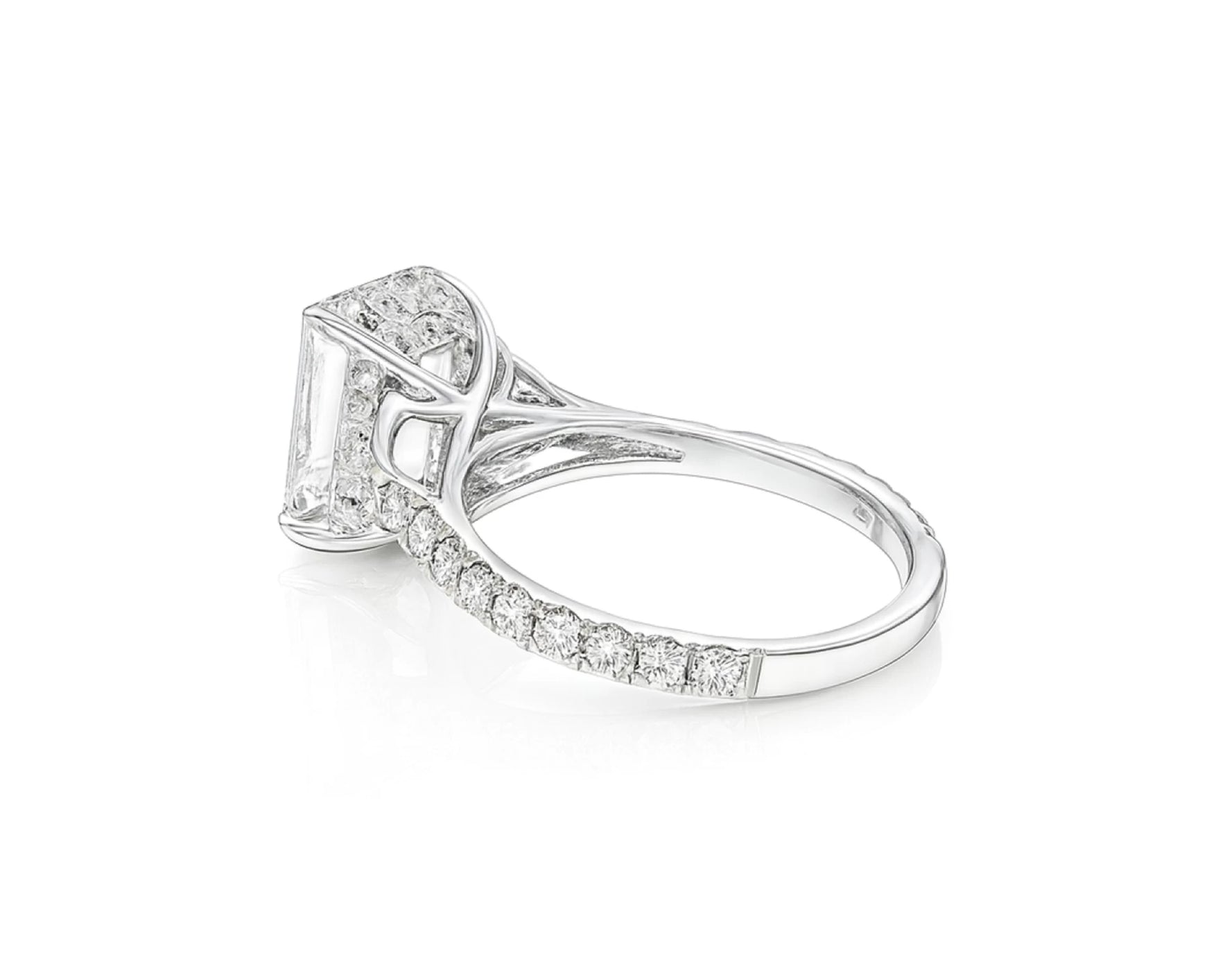 14k Emerald Cut Trillion Side-Stone Engagement Ring 5.12 CT – lifestyle 2577