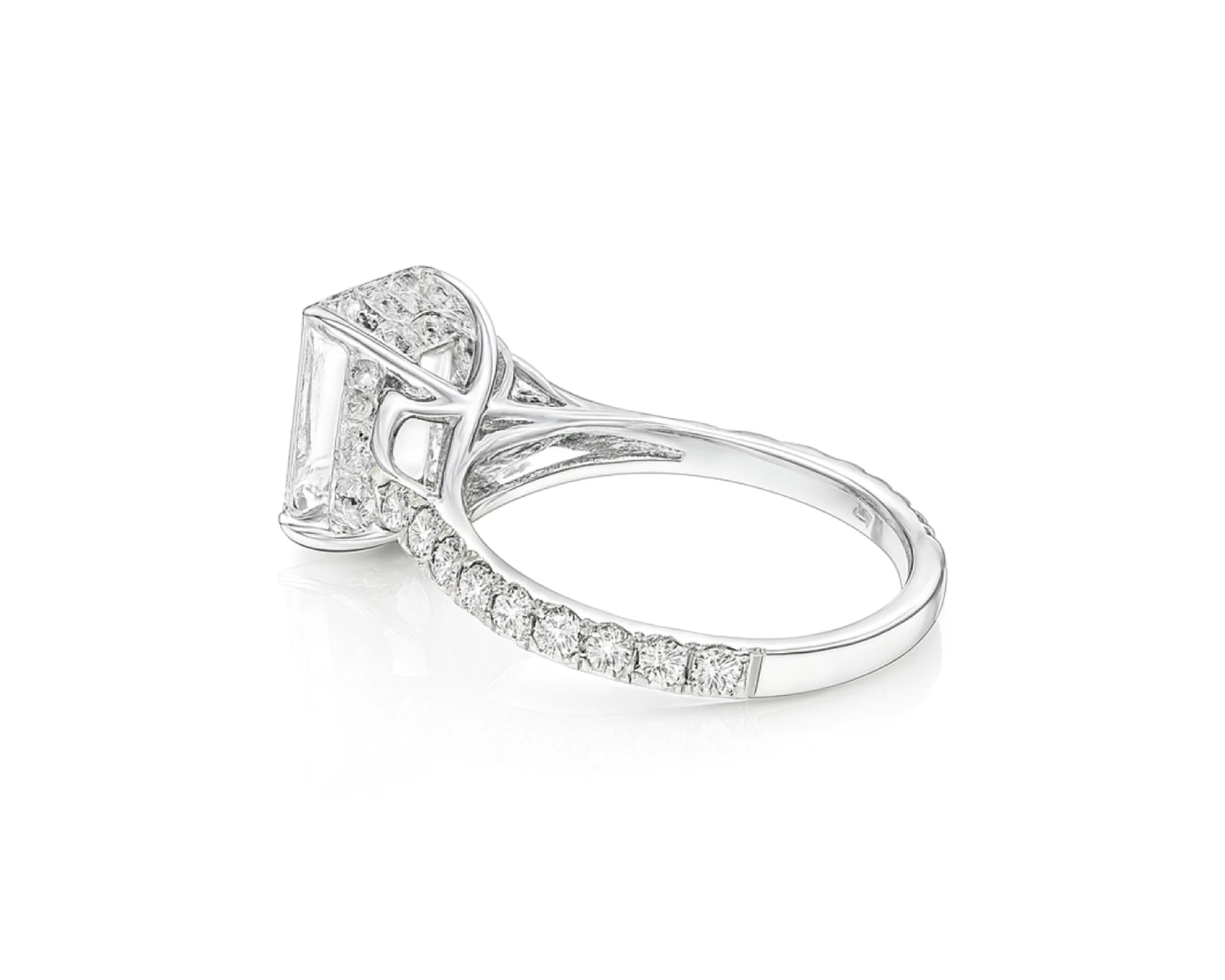 14k Emerald Cut Trillion Side-Stone Engagement Ring 5.12 CT – lifestyle 2577
