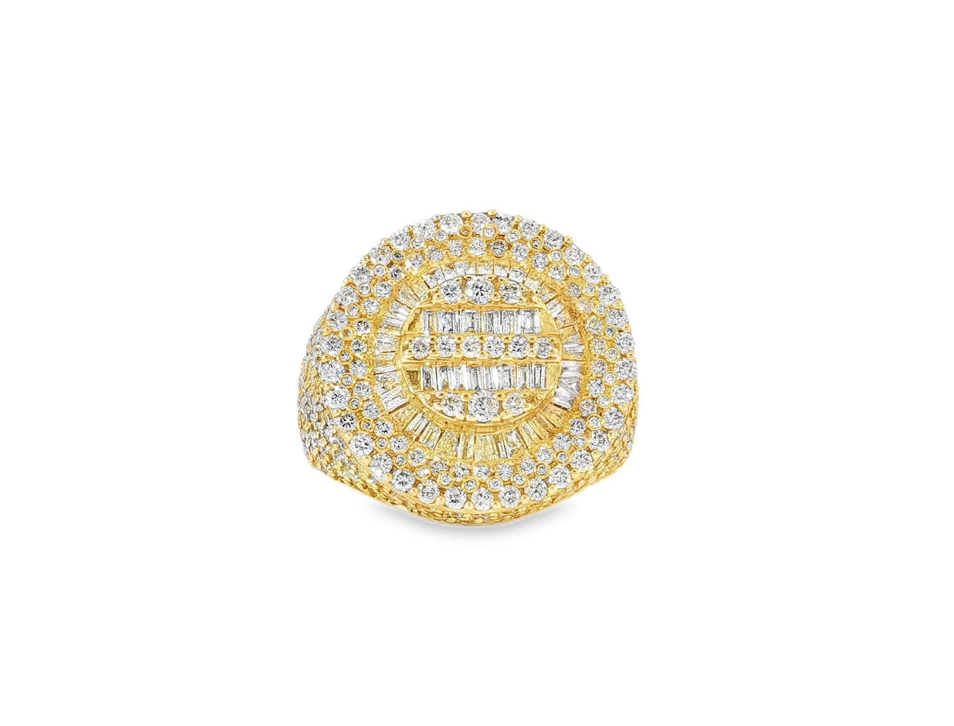 14k Gold 3D Circle Ring with Baguette & Round Diamonds 4.46ct - AVI THE JEWELER