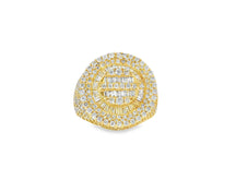 14k Gold 3D Circle Ring with Baguette & Round Diamonds 4.46ct