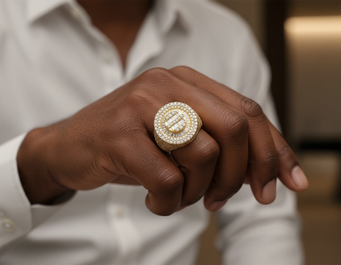 14k Gold 3D Circle Ring with Baguette & Round Diamonds 4.46ct - AVI THE JEWELER