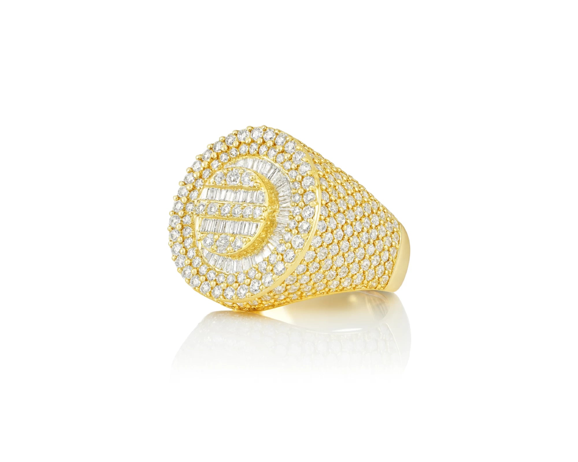 14k Gold 3D Circle Ring with Baguette & Round Diamonds 4.46ct – lifestyle 395