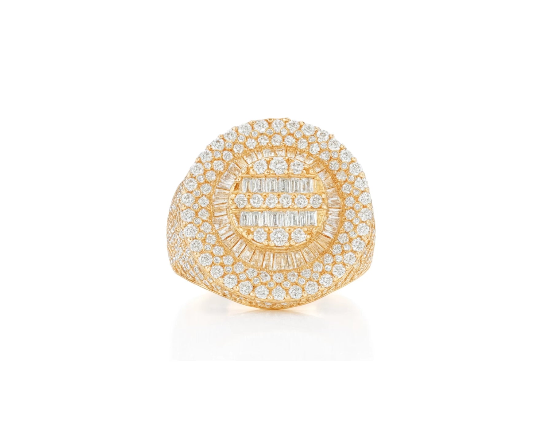 14k Gold 3D Circle Ring with Baguette & Round Diamonds 4.46ct – lifestyle 396
