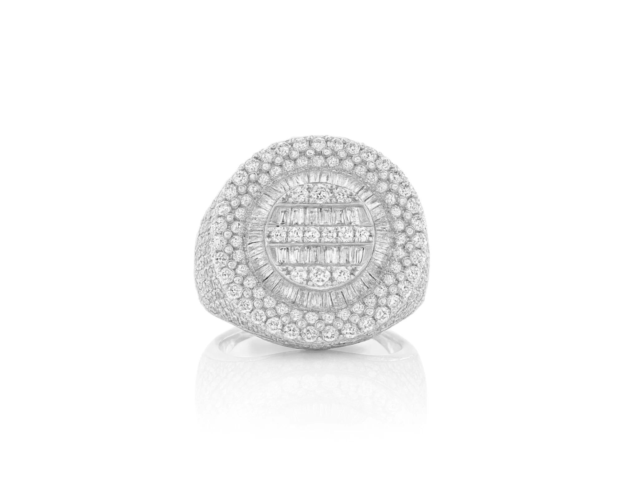 14k Gold 3D Circle Ring with Baguette & Round Diamonds 4.46ct – lifestyle 397
