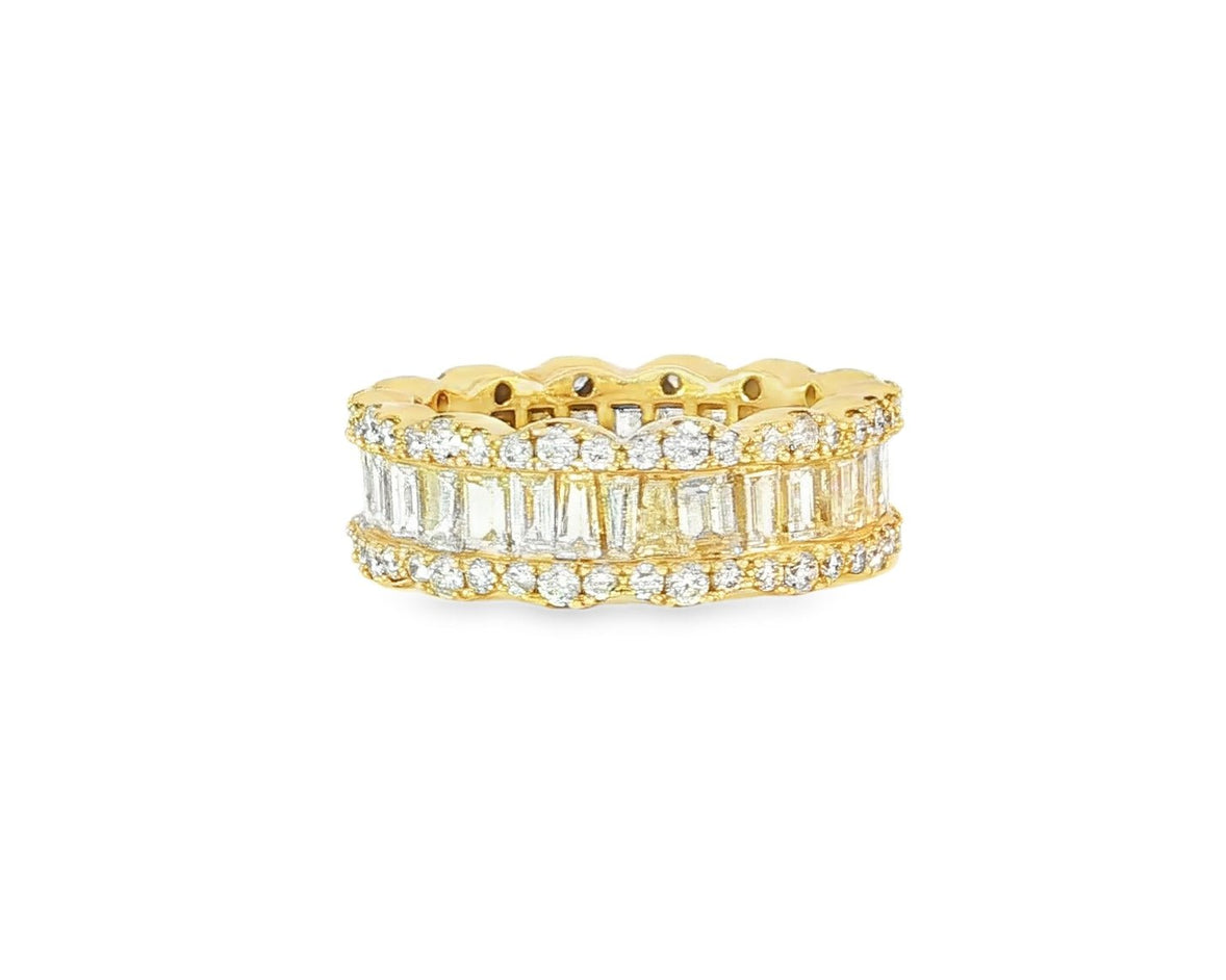 14k Gold Baguette & Round Diamond Eternity Band Ring 3.75ct - AVI THE JEWELER