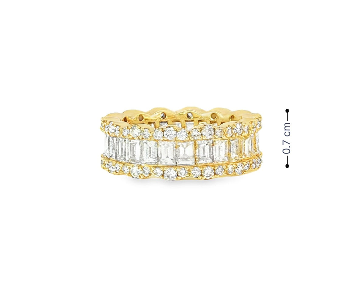 14k Gold Baguette & Round Diamond Eternity Band Ring 3.75ct - AVI THE JEWELER