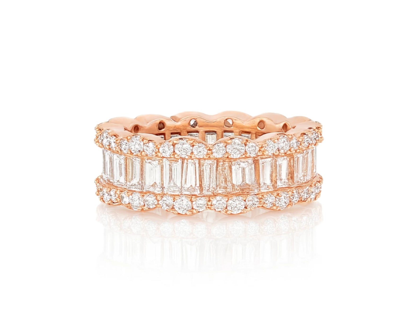 14k Gold Baguette & Round Diamond Eternity Band Ring 3.75ct – lifestyle 1575