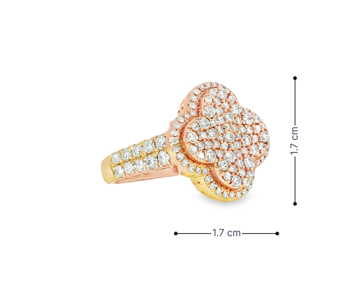 14k Gold Clover 3D Statement Ring with Round Diamonds 1.50ct - AVI THE JEWELER