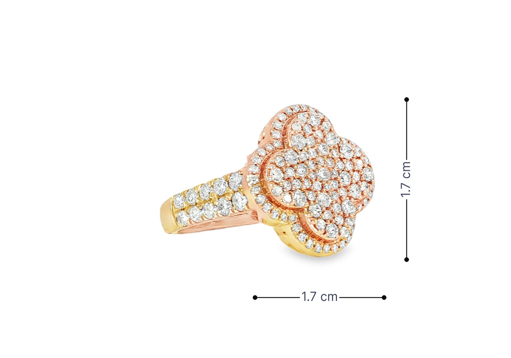 14k Gold Clover 3D Statement Ring with Round Diamonds 1.50ct - AVI THE JEWELER