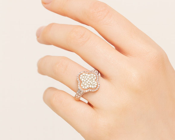 14k Gold Clover 3D Statement Ring with Round Diamonds 1.50ct - AVI THE JEWELER