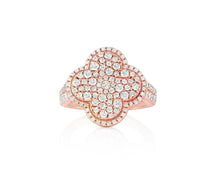 14k Gold Clover 3D Statement Ring with Round Diamonds 1.50ct
