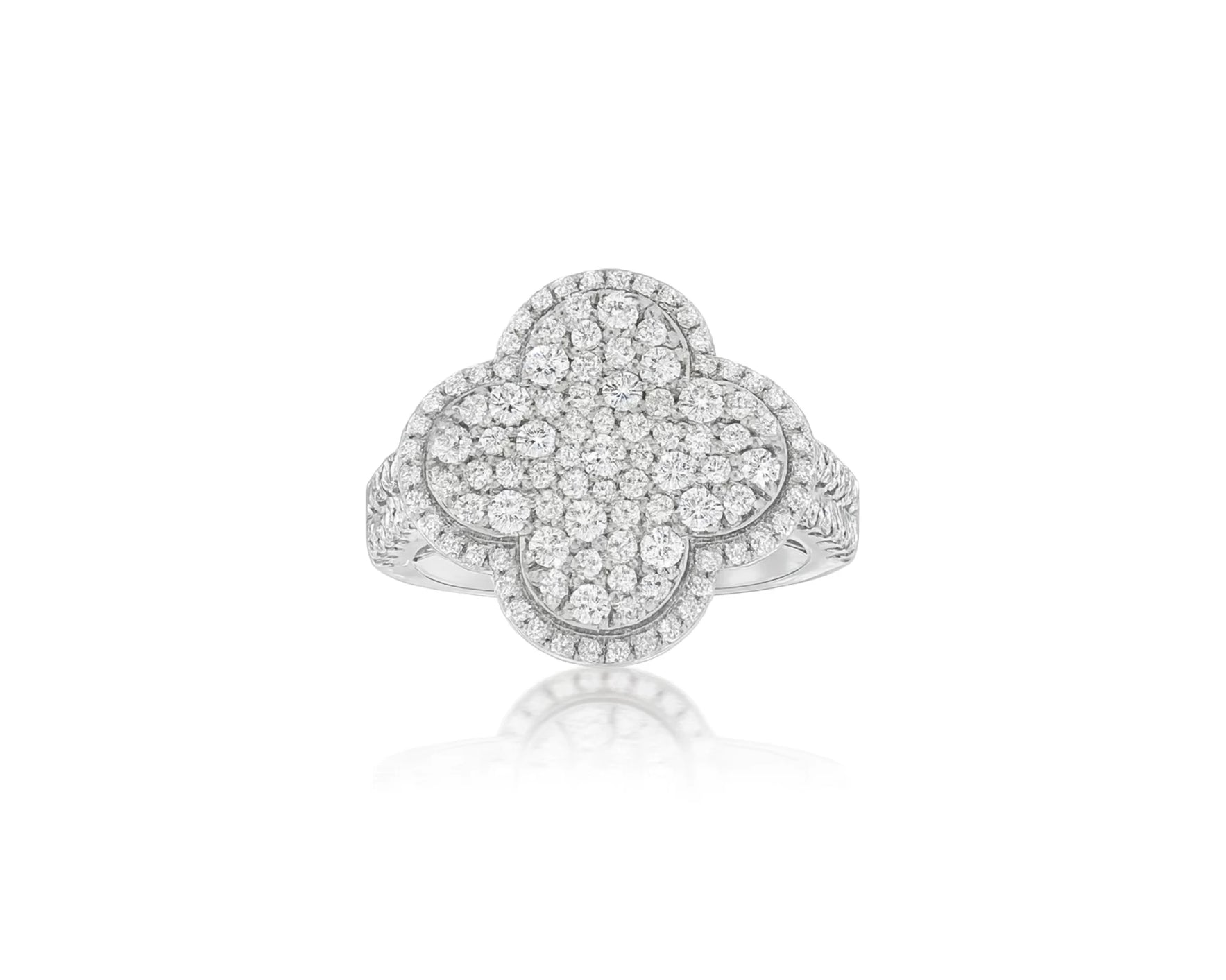 14k Gold Clover 3D Statement Ring with Round Diamonds 1.50ct – lifestyle 1299