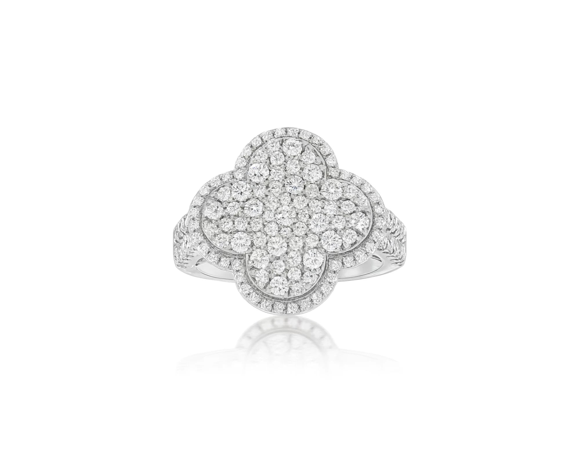 14k Gold Clover 3D Statement Ring with Round Diamonds 1.50ct – lifestyle 1299