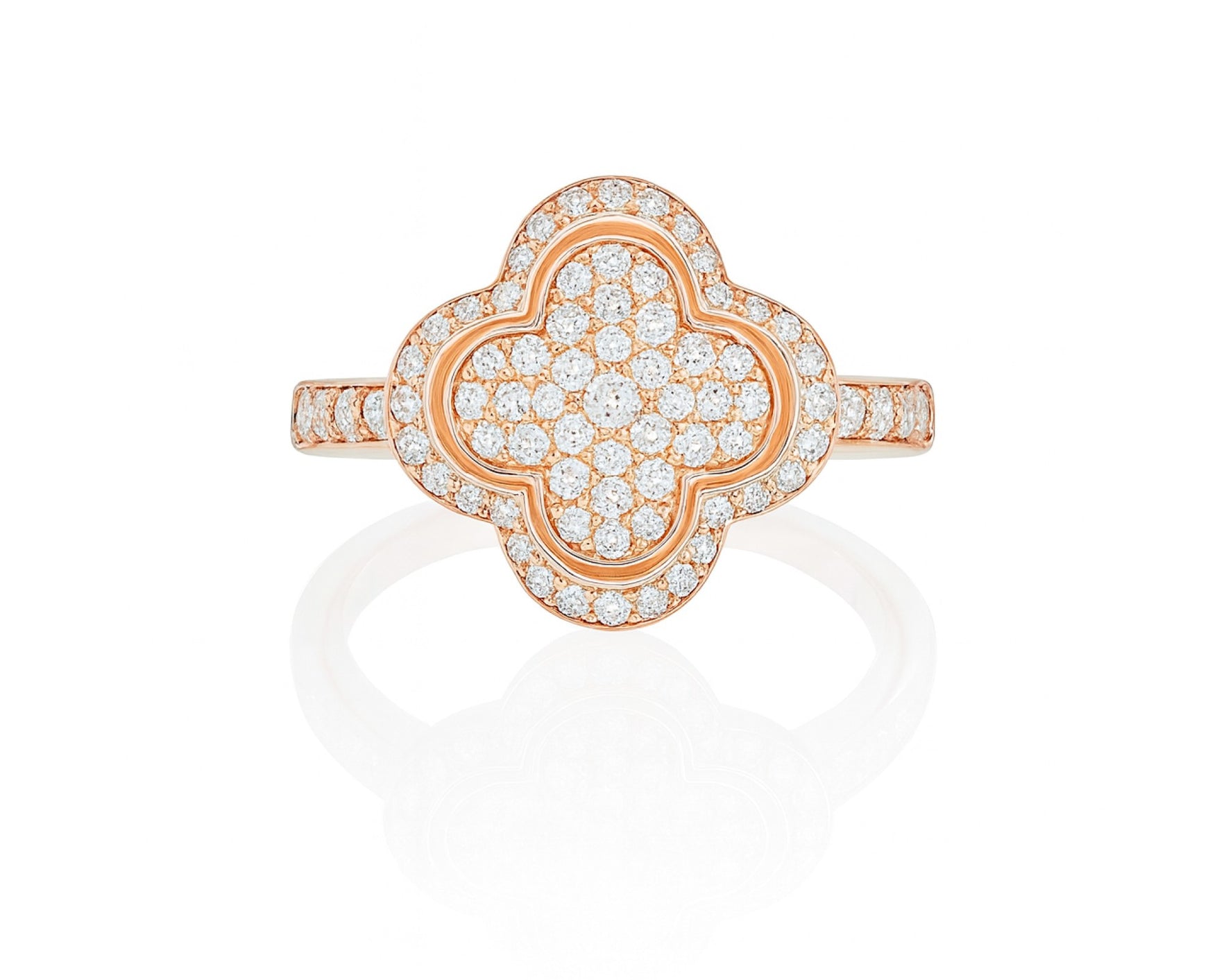 14k Gold Clover 3D Statement Ring with Round Diamonds 1.50ct – lifestyle 514