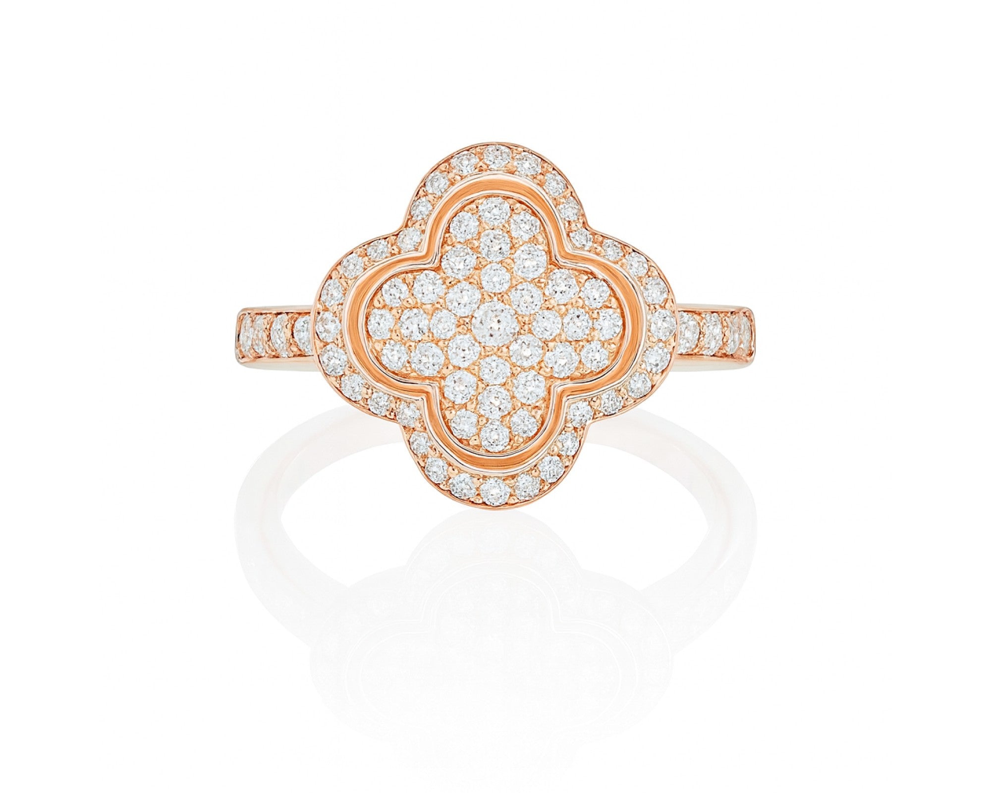 14k Gold Clover 3D Statement Ring with Round Diamonds 1.50ct – lifestyle 514