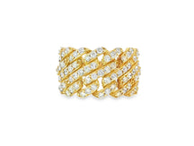 14k Gold Cuban Link Diamond Ring with Full Round Brilliant Cut 2.40ct