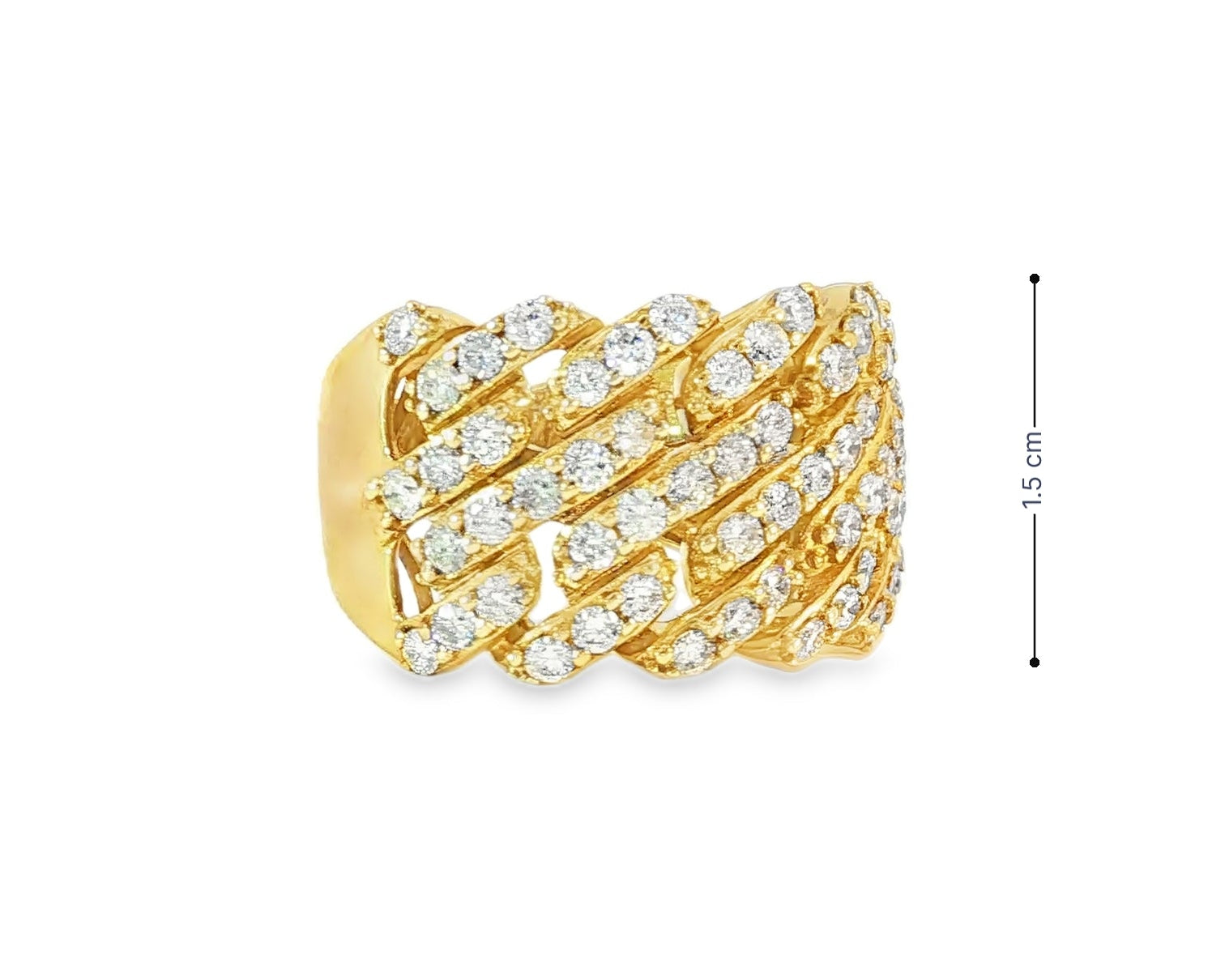 14k Gold Cuban Link Diamond Ring with Full Round Brilliant Cut 2.40ct - AVI THE JEWELER