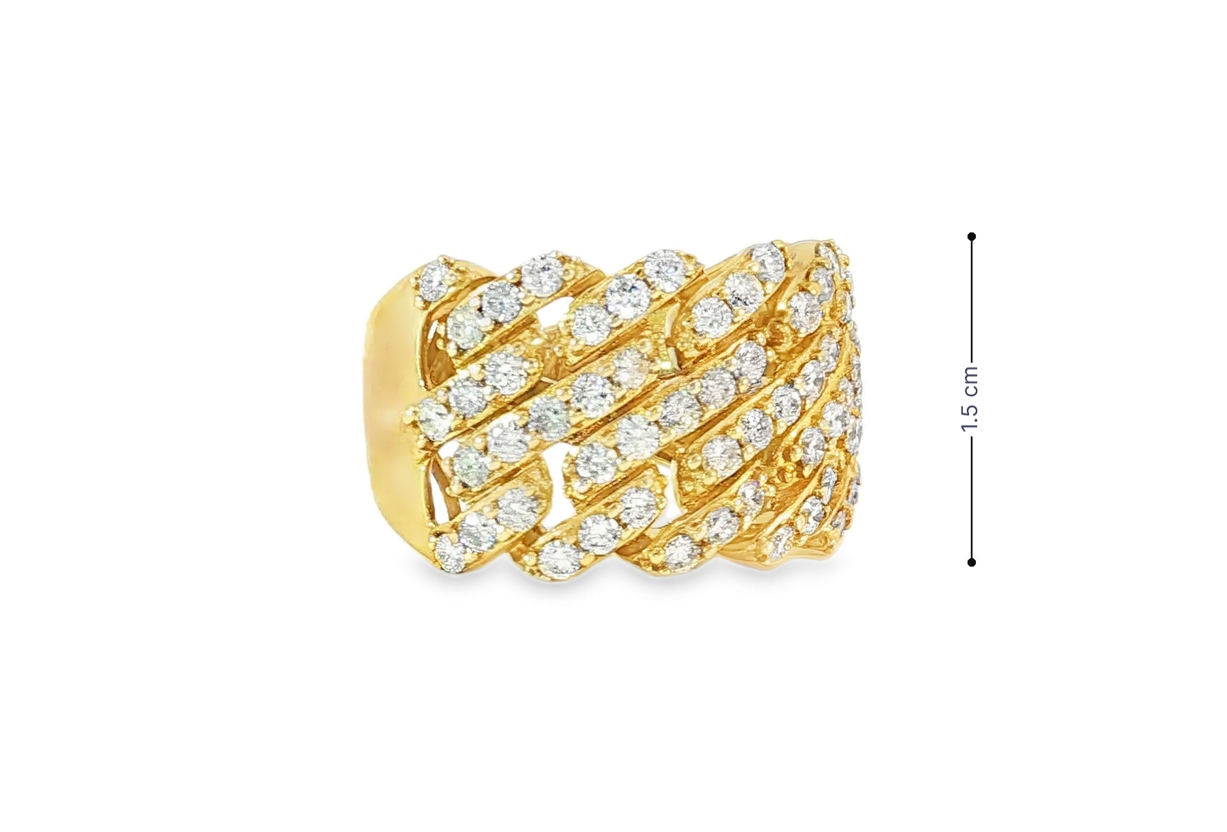 14k Gold Cuban Link Diamond Ring with Full Round Brilliant Cut 2.40ct - AVI THE JEWELER